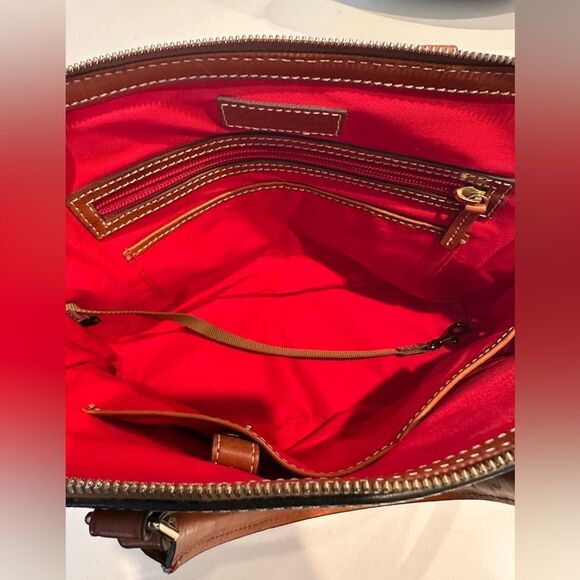 Dooney & Bourke Black and Tan Leather Satchel - Picture 14 of 16